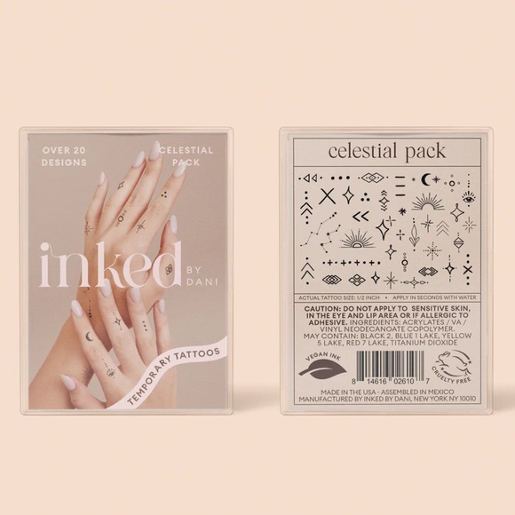 New! Lot 2 INKED By Dani Celestial Pack and Blooming Pack Temporary Tattoo - Picture 5 of 11